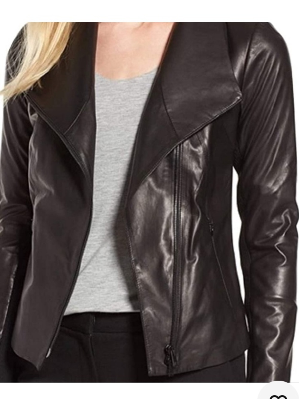 EUC Nordstrom Signature Genuine Leather Jacket Black Medium